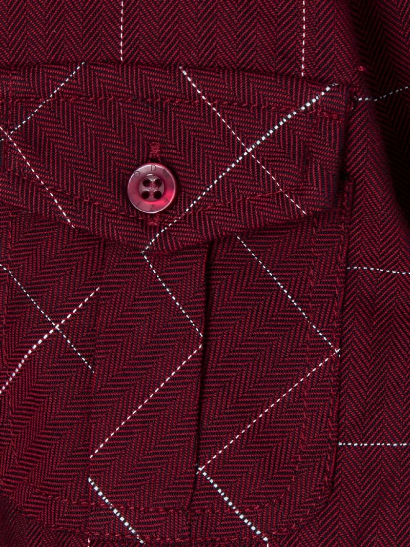 Pojkar Casual Bomull Enkel Rutig Skjorta Med Ficka Långärmad Lapel Toppar För Vintern