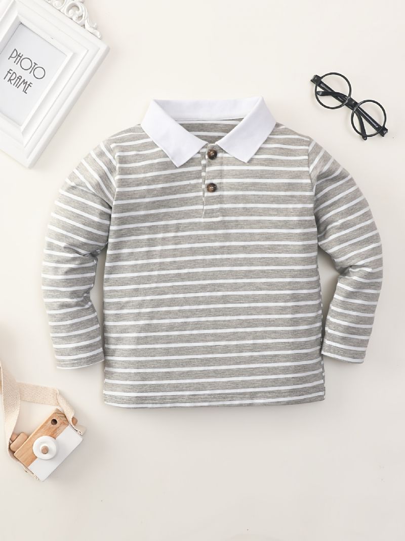 Pojkar Casual Söt Randig Bomull Polo Shirt Barnkläder För Vintern