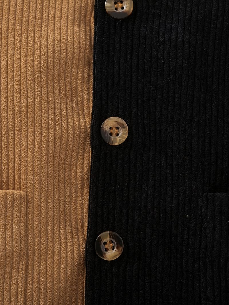 Pojkar Causal Corduroy Color Block Skjorta Thermal Lapel Toppar För Vintern