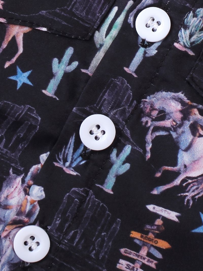 Småbarn Bebis Pojkar Långärmade Lapel Button Down Skjortor Med Fickor Toppar Barnkläder