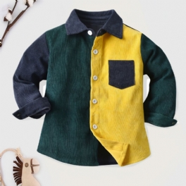 Småbarn Pojkar Långärmad Colorblock Skjorta Topp Barnkläder