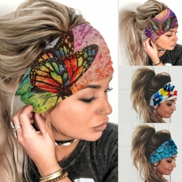 Bred Boho Pannband Huvudband Sjalar Fjäril Stretch Hårband Bandana Yoga Löpning Atletisk Turban Huvudsjalar Håraccessoarer För Kvinnor Flickor