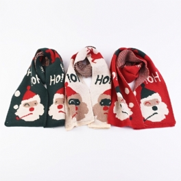 Flickor Pojkar Söt Cartoon Santa Claus Scarf Vinter Varm Stickad