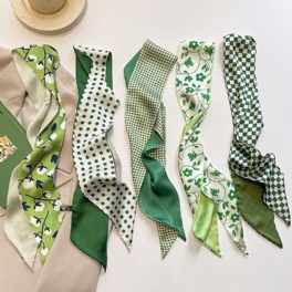 Retro Imitation Silk Scarf Flickor Ribbon Pannband Väska Dekoration Lång Huvudbonad