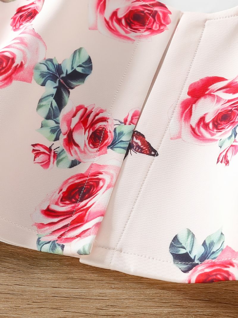 Bebis Flickor Cardigan Kappa Långärmad Rose Butterfly Print Top Barnkläder