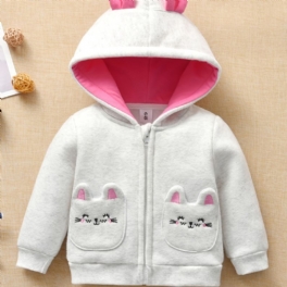 Bebis Flickor Rabbit Ears Huvjacka Långärmad Zipper Kappa Barnkläder