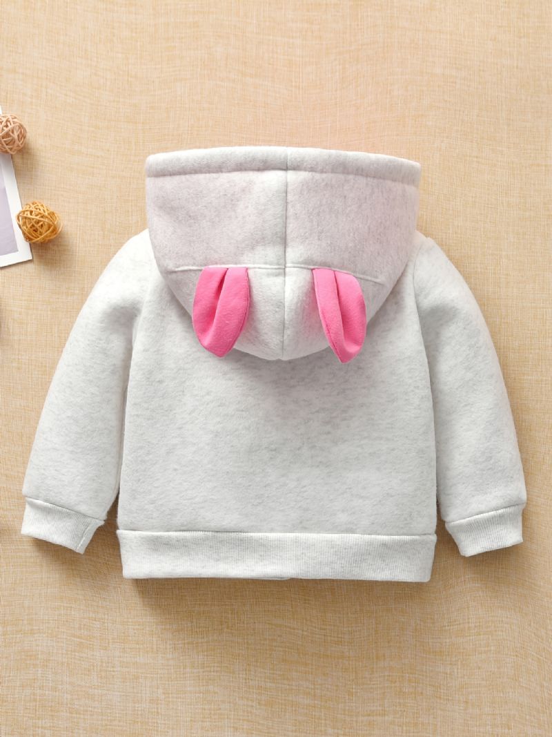 Bebis Flickor Rabbit Ears Huvjacka Långärmad Zipper Kappa Barnkläder