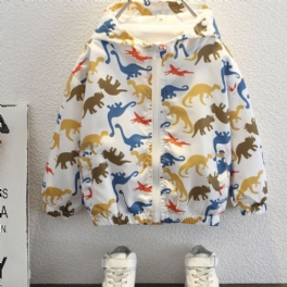 Bebis Småbarn Flickor Pojkar Höst Vinterkläder Vindjacka Tecknad Dinosaur Huvjacka