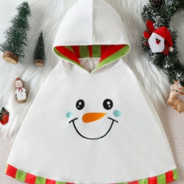 Flickor Söt Snowman Hooded Cape Kappa För Julfest Tillbehör