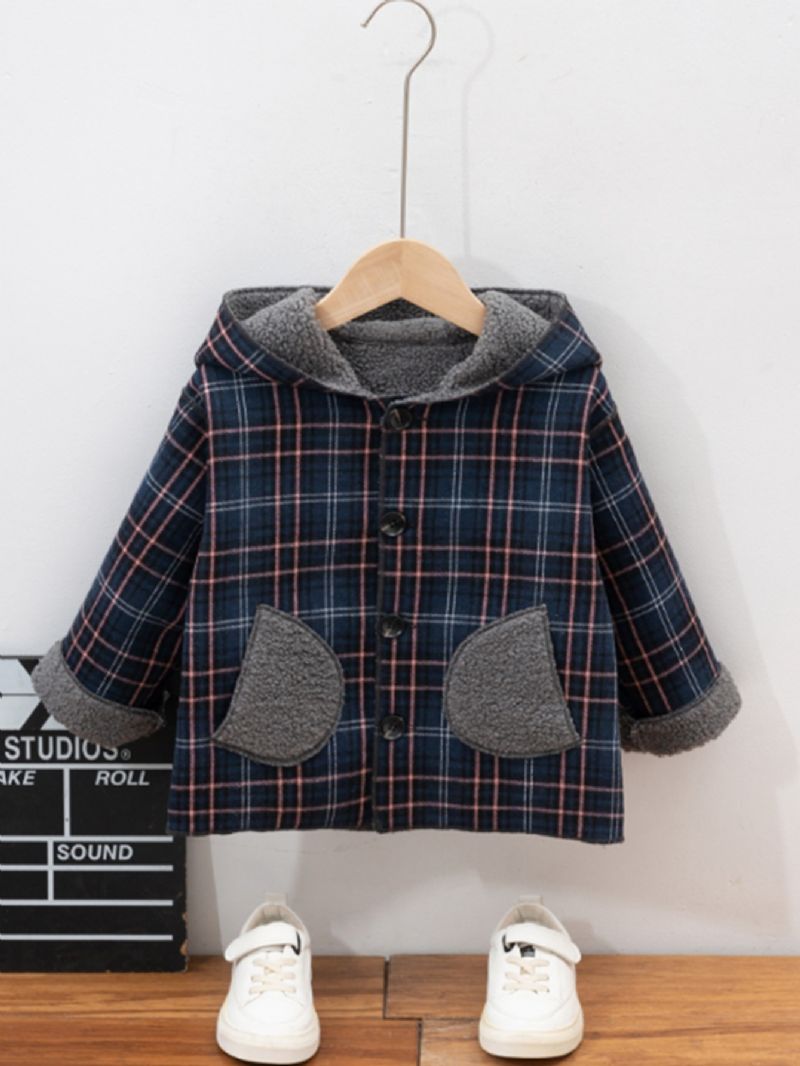 Höst Vinter Flickor Vintage Fleece Huva Ull Kappa