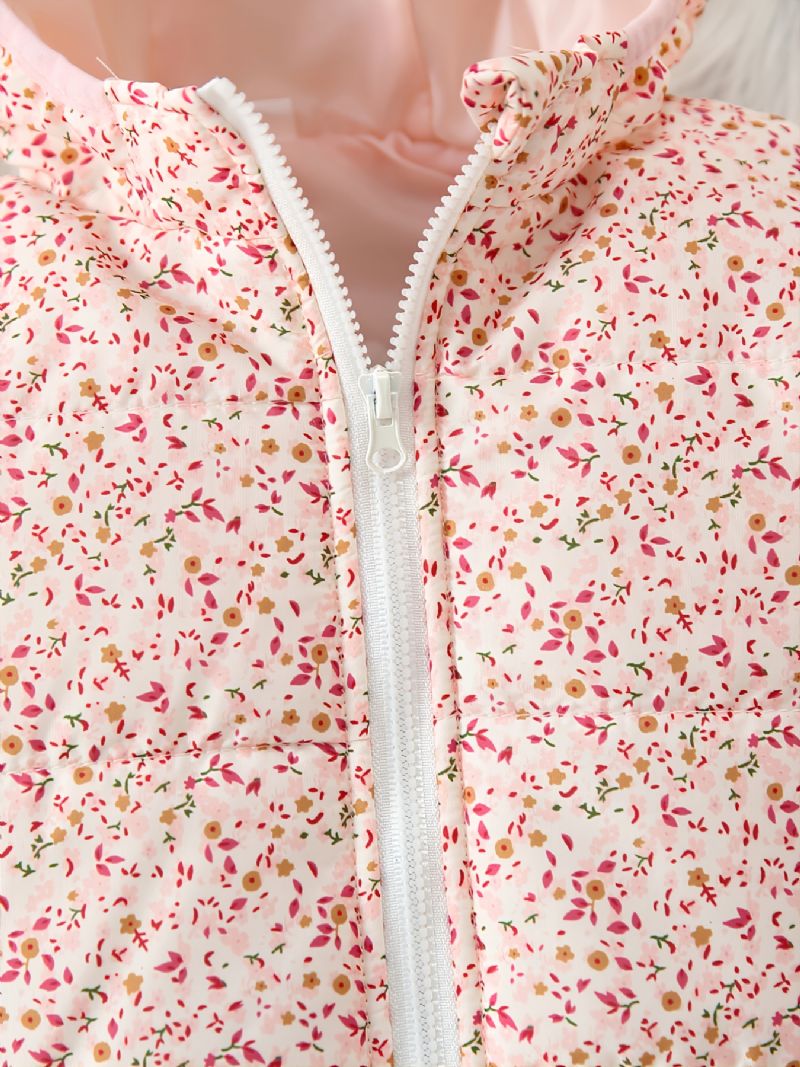 Höstvinternya Tjejers Rosa Blommiga Varm Modeabla Huvakappa