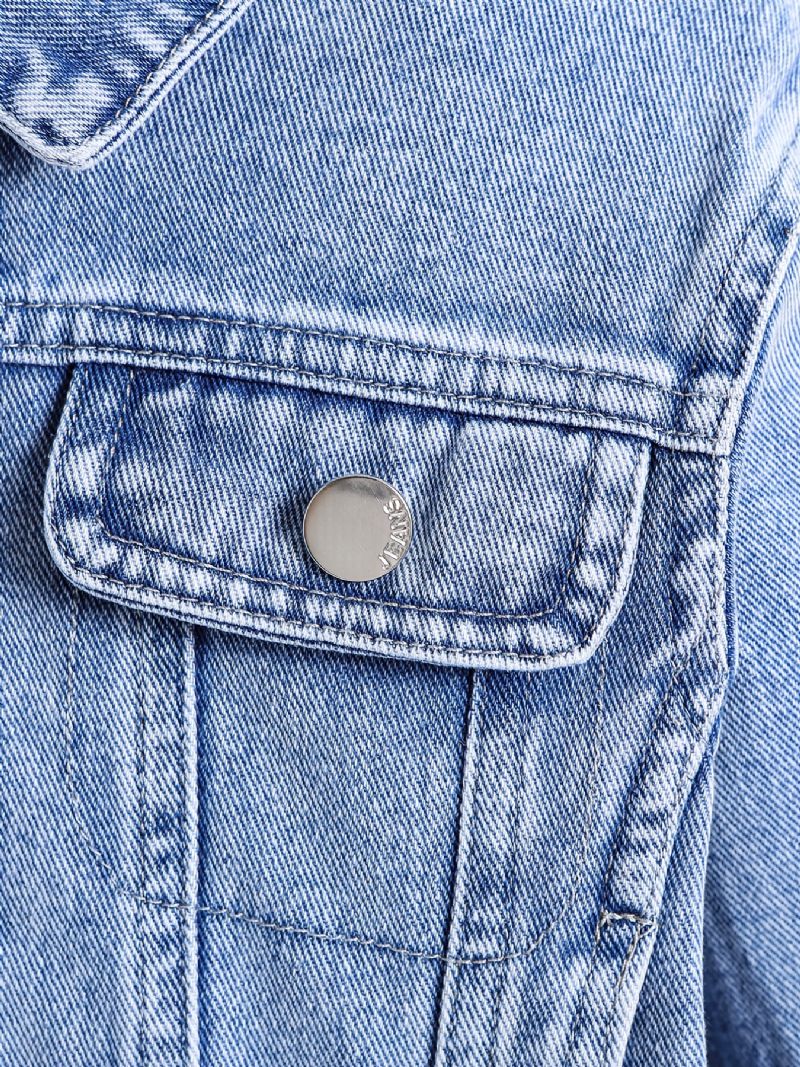 Jeansjacka För Flickor Långärmad Knappslagsjacka Barnkläder
