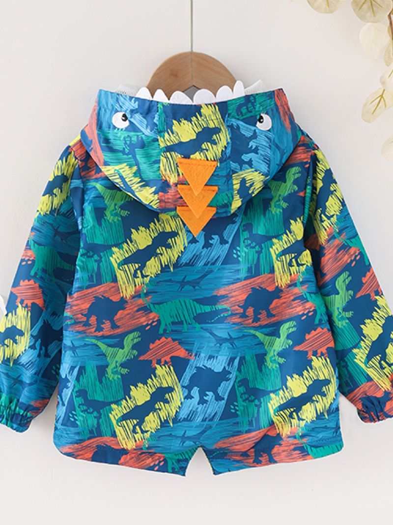 Pojkar Dinosaur Heltryck Cartoon Windbreaker Modejacka Med Dragkedja