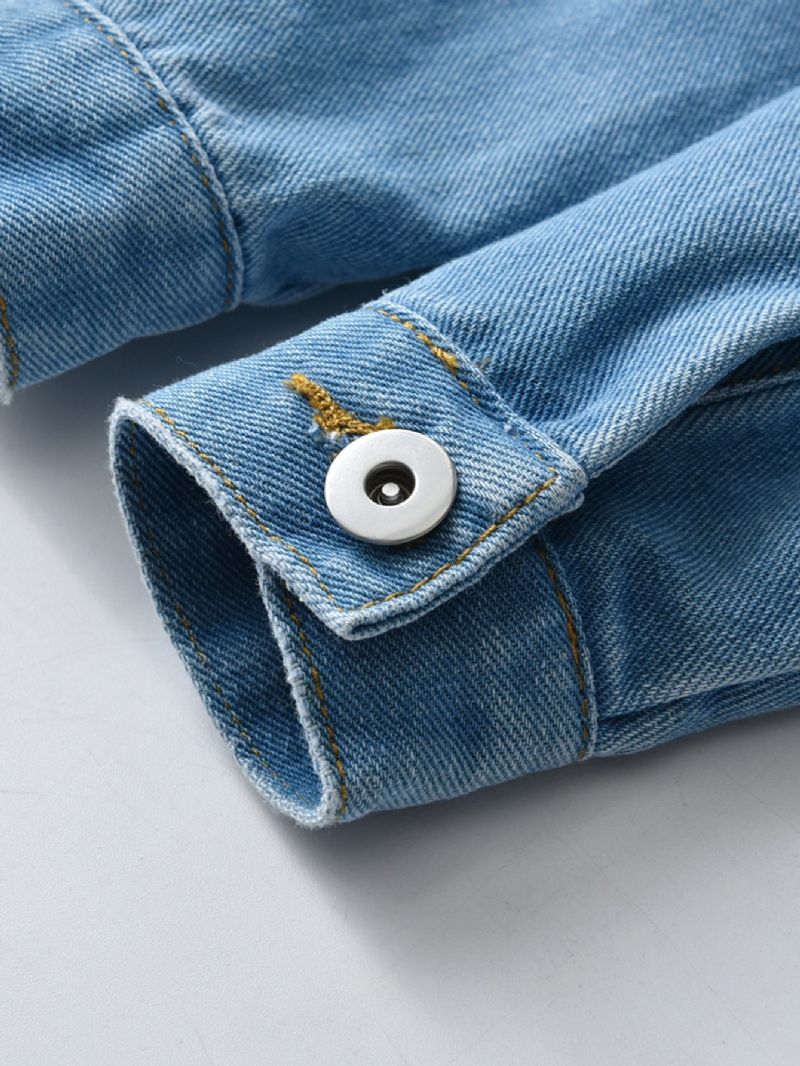 Pojkar Massiv Denim Långärmad Knappkappa