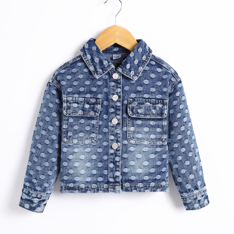 Tjejjacka Jeansjacka Lapel Button Ripped Print Kappa Barnkläder