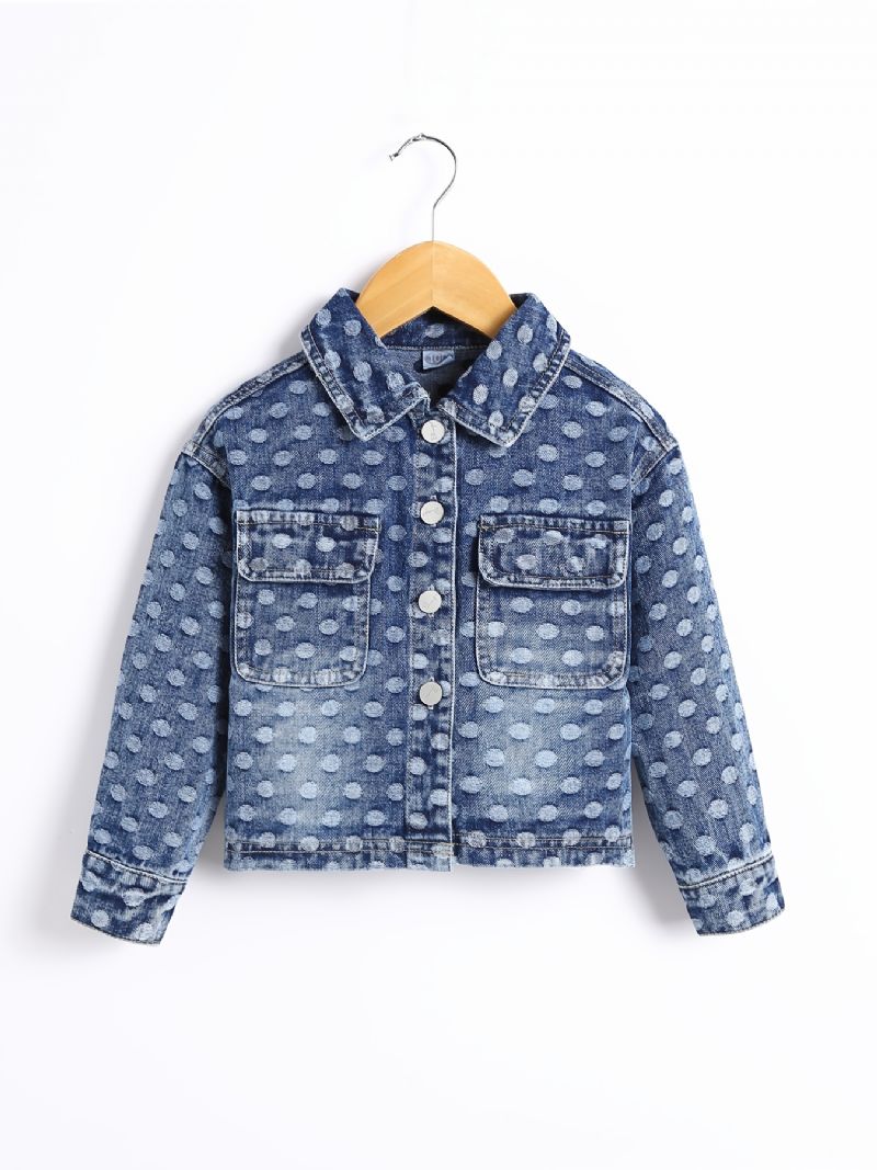 Tjejjacka Jeansjacka Lapel Button Ripped Print Kappa Barnkläder