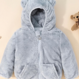 Toddler Bebis Flickor Huvjacka Flanell Zip Kappa För Höst Vinter Ny