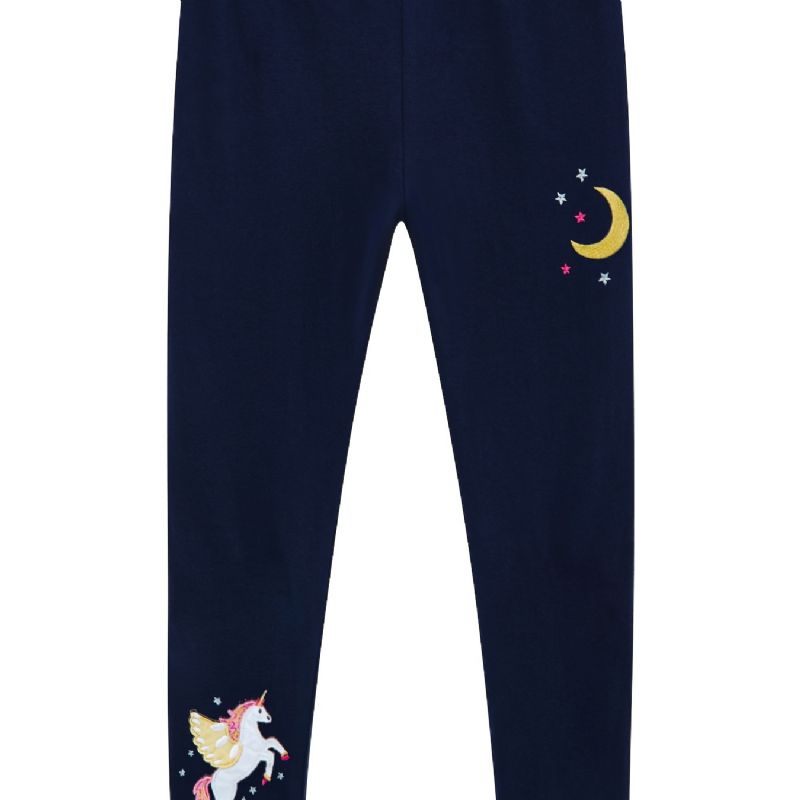 Bebis Flickor Stretch Mjuka Leggings Star Unicorn Broderi Byxor Barnkläder