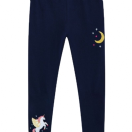 Bebis Flickor Stretch Mjuka Leggings Star Unicorn Broderi Byxor Barnkläder