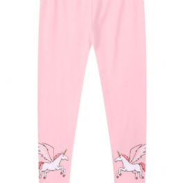 Bebis Flickor Stretch Mjuka Leggings Unicorn Print Byxor Barnkläder