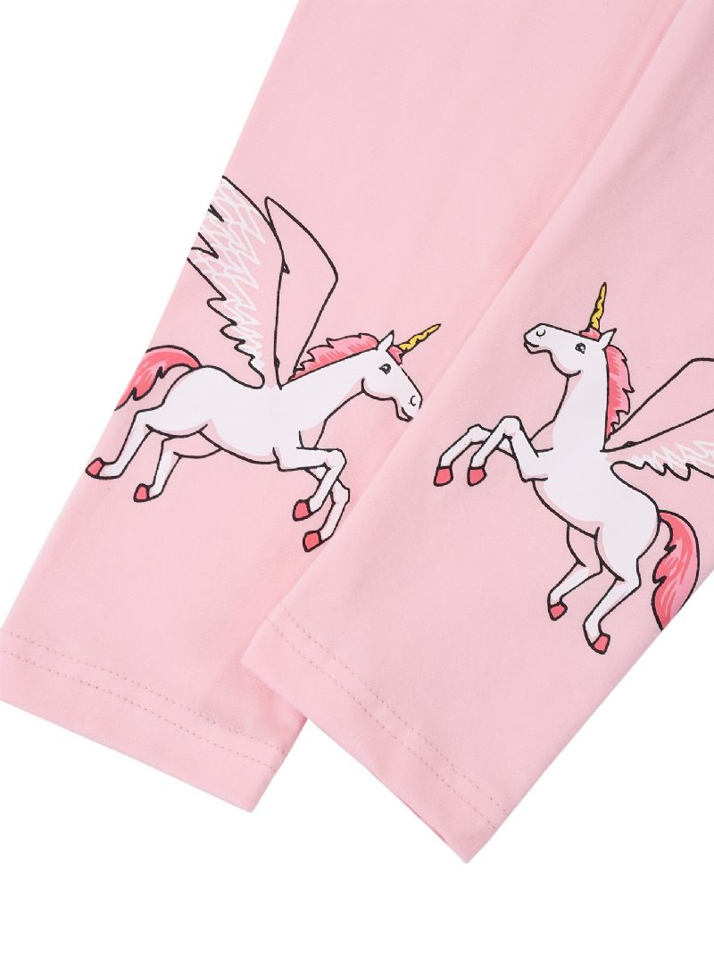 Bebis Flickor Stretch Mjuka Leggings Unicorn Print Byxor Barnkläder