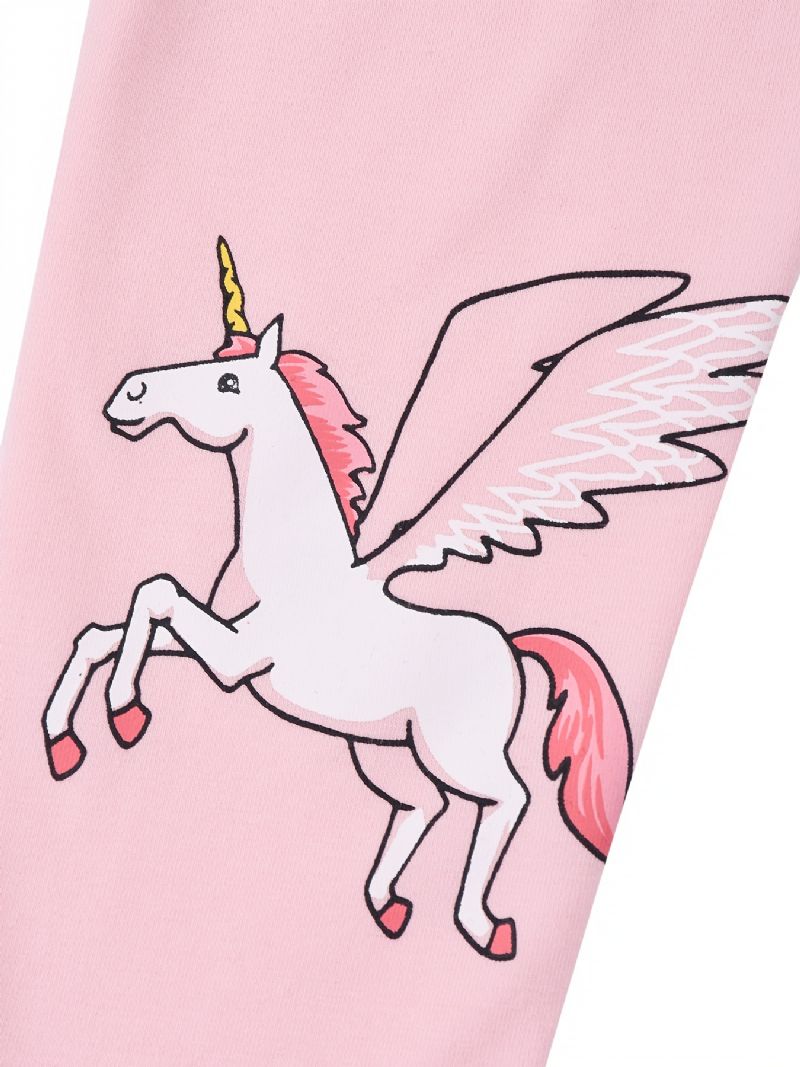 Bebis Flickor Stretch Mjuka Leggings Unicorn Print Byxor Barnkläder