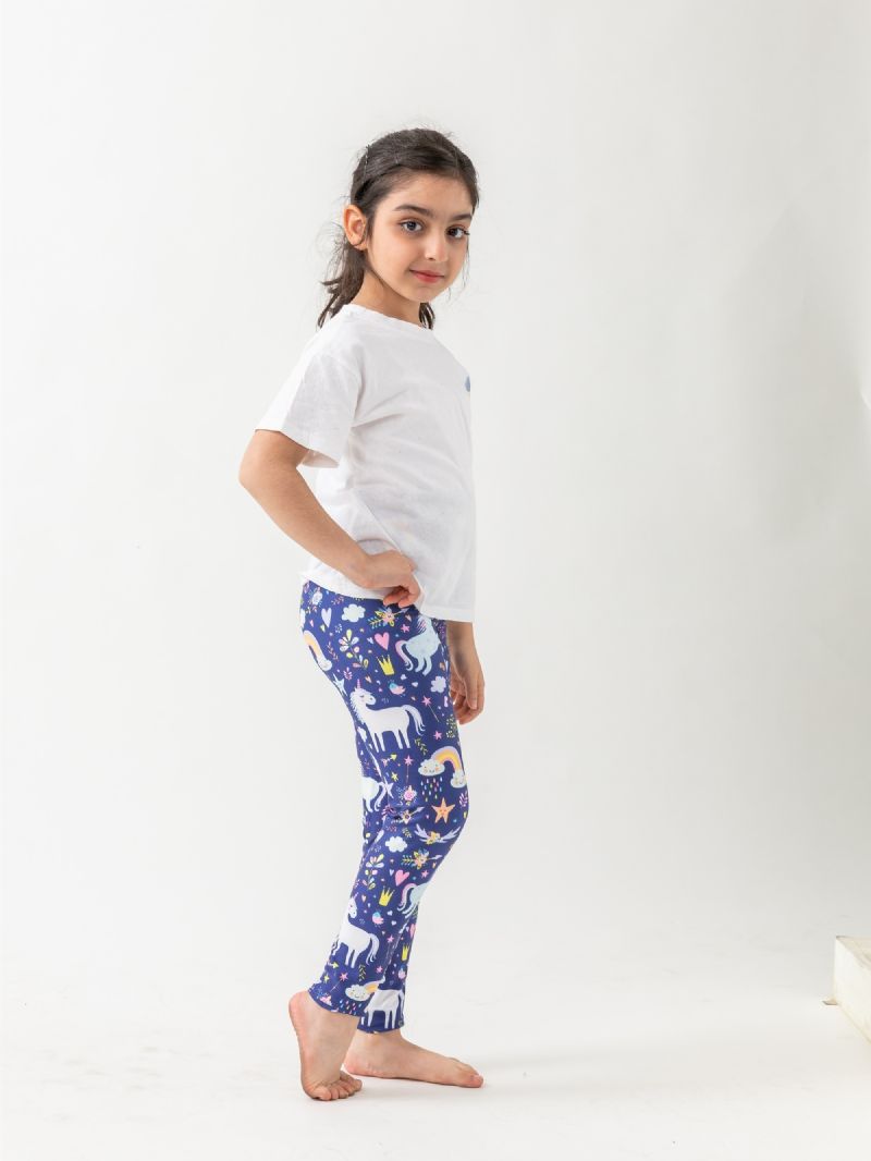 Enhörning För Flickor Som Leker I Trädgårdsdesign Supermjuka Högstretch-leggings