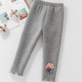 Flickor Casual Dressy Fleece Thermal Leggings Med Svamptryck För Vintern