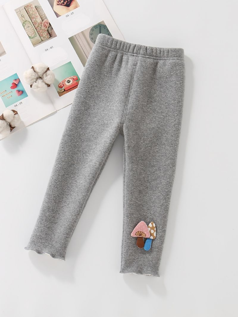 Flickor Casual Dressy Fleece Thermal Leggings Med Svamptryck För Vintern