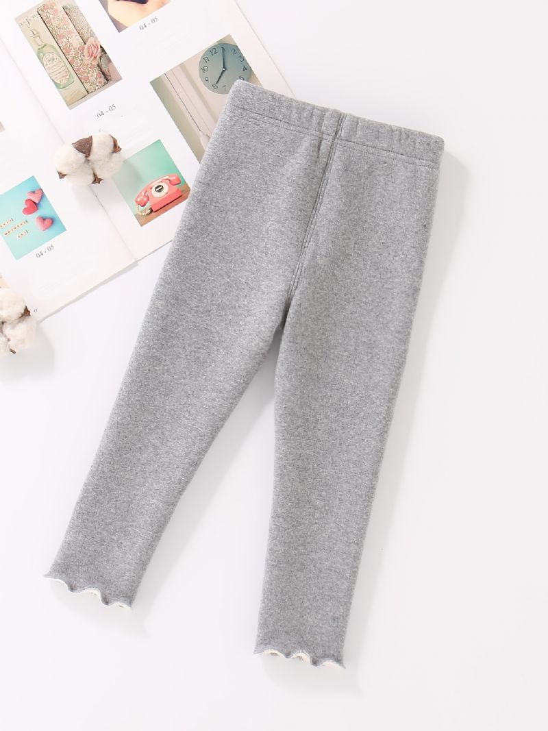 Flickor Casual Dressy Fleece Thermal Leggings Med Svamptryck För Vintern