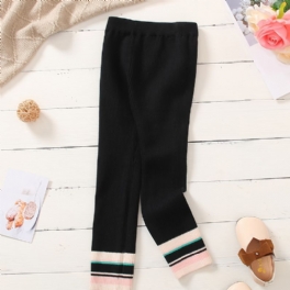 Flickor Elegant Casual Randig Stretchy Stickade Leggings För Vintern