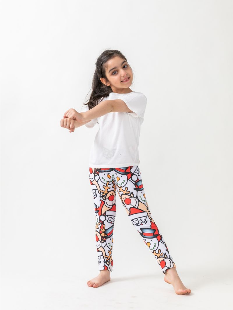 Flickor Jul Tecknad Tryckta High Stretch Leggings