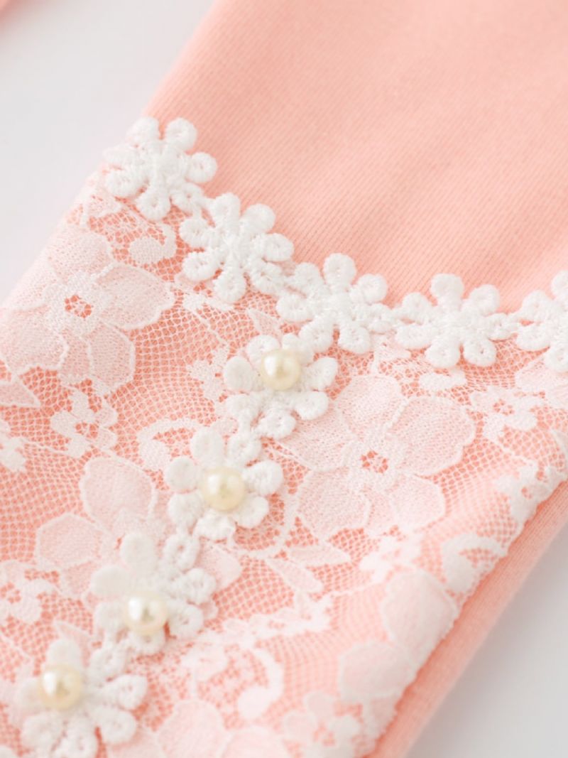 Flickor Mjuka Leggings Spets Blomma Pearl Dekor Barnkläder