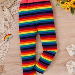 Flickor Regnbågsremsa Elastisk Midja Leggings Byxor Barnkläder