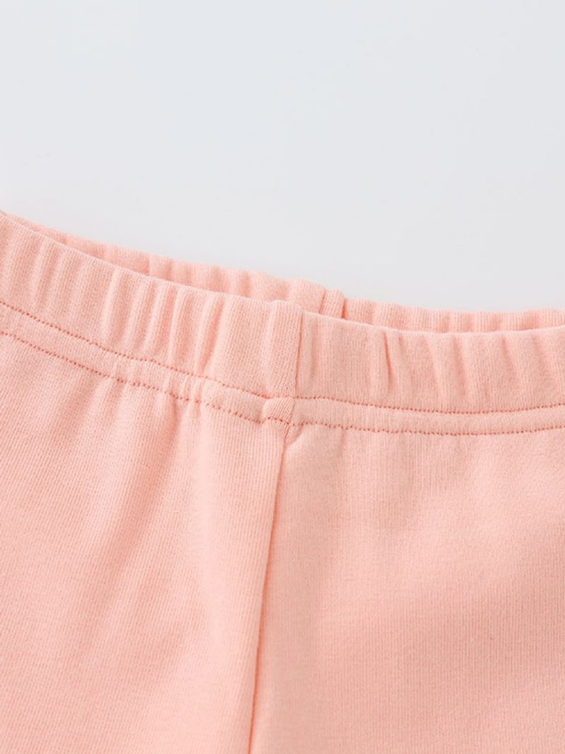 Flickor Söt Casual Sweet Spets Trim Rufsig Leggings För Vinter Rosa