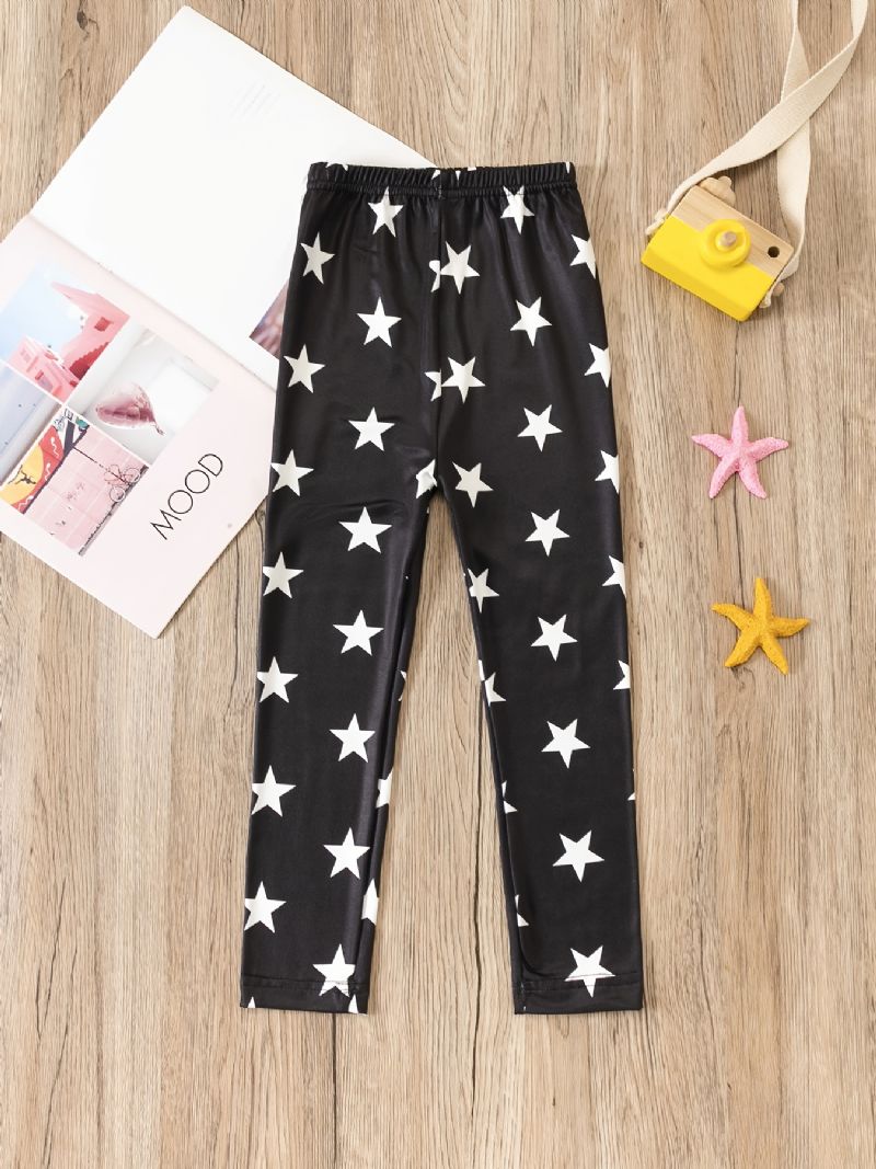 Flickor Star Print Elastisk Midja Leggings Bottoming Byxor Barnkläder