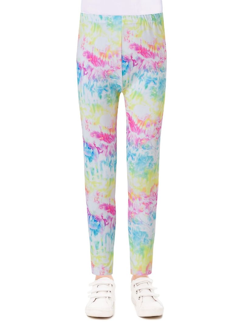 Flickor Tie Dye Printed Leggings Yoga Byxor Barnkläder