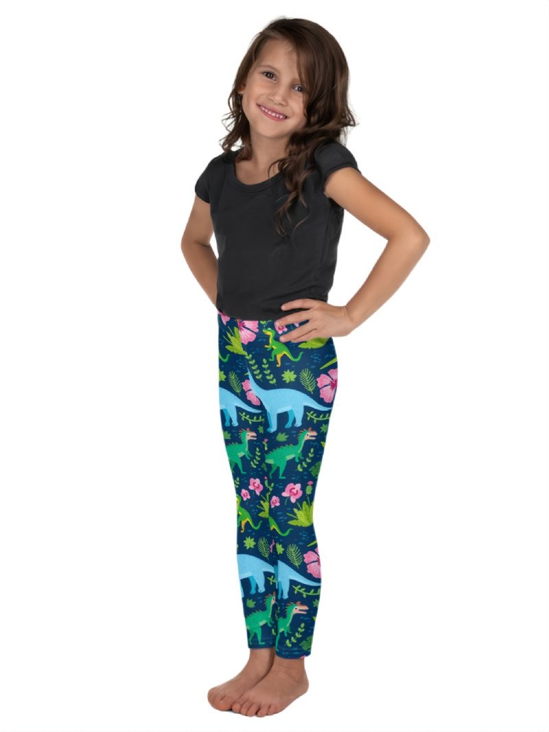 Flickor Tropiska Dinosaurier Print Söta Super Mjuka Leggings