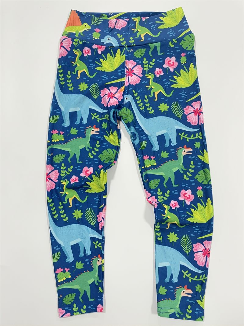 Flickor Tropiska Dinosaurier Print Söta Super Mjuka Leggings