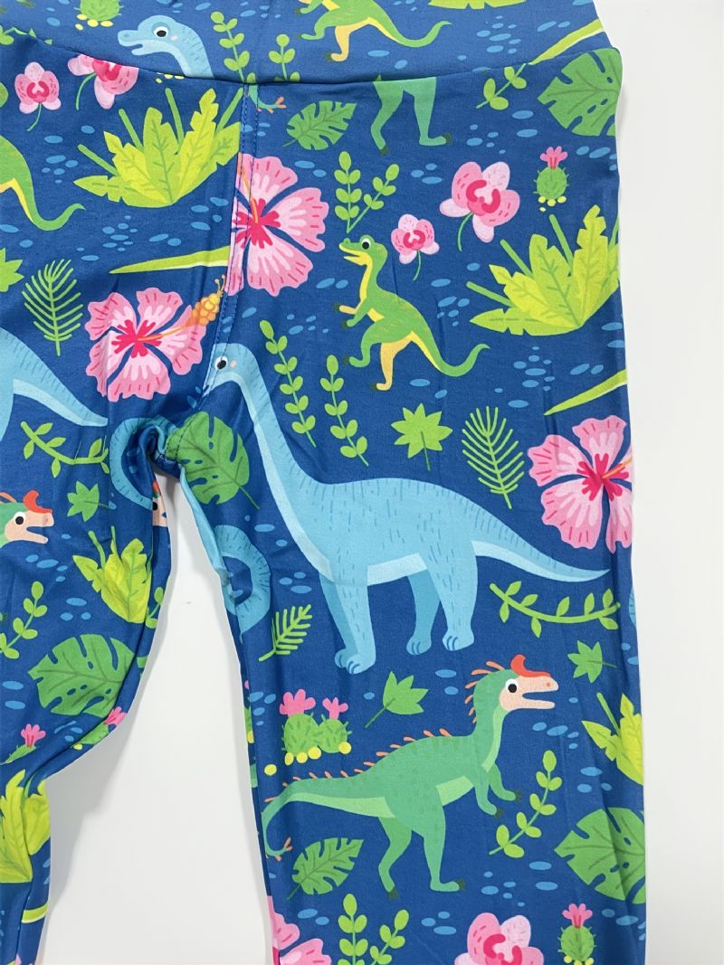 Flickor Tropiska Dinosaurier Print Söta Super Mjuka Leggings