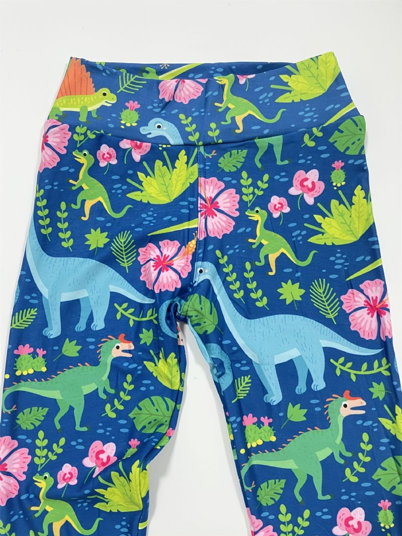 Flickor Tropiska Dinosaurier Print Söta Super Mjuka Leggings