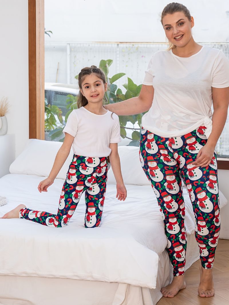 Höst Vinter Flickor Jul Serie Snowman Printed Leggings