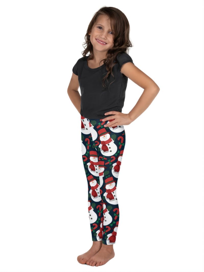 Höst Vinter Flickor Jul Serie Snowman Printed Leggings