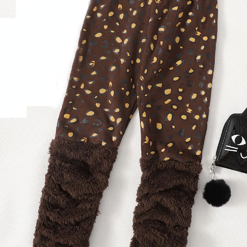 Mjuka Byxor I Bomull Leopardtryck För Flickor Barnkläder För Vintern