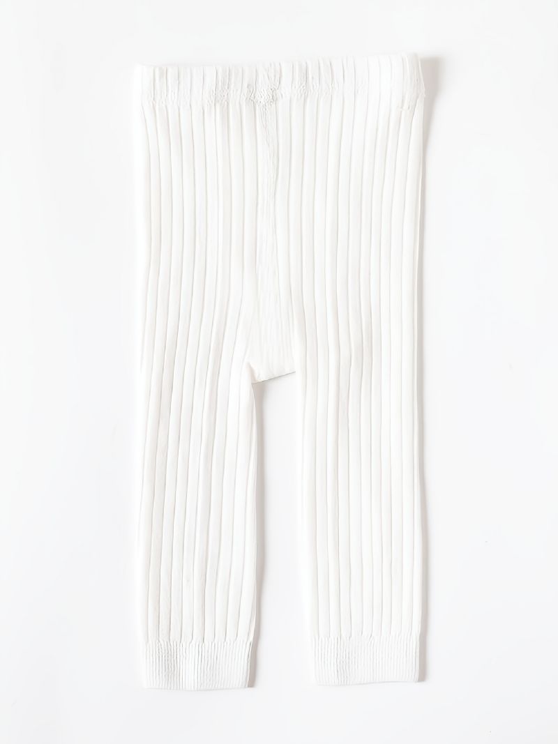 Småbarn Flickor Enfärgade Stickade Leggings Fotlösa Strumpbyxor Barnkläder