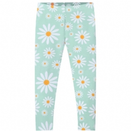 Stretchleggings Med Daisy Print För Flickor