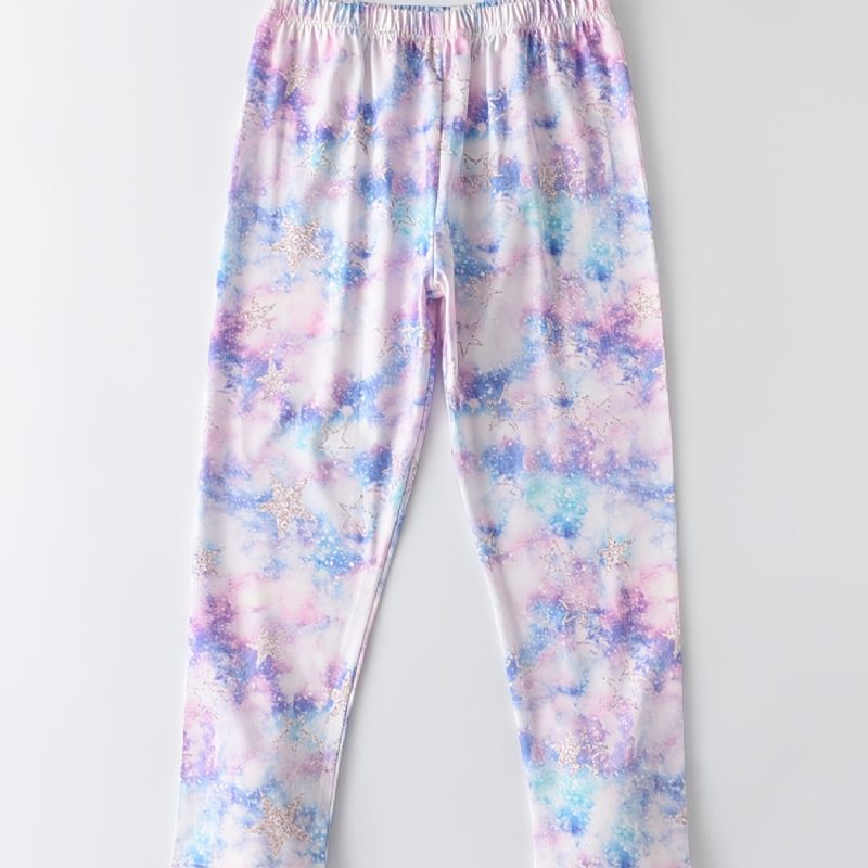 Tie Dye Leggings Med Stjärntryck