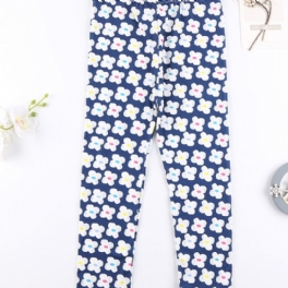 Tjejer Casual Söt Blommig Print Stretchiga Leggings För Winter Azure