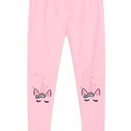Tjejer Stretch Mjuka Leggings Rosa Söta Unicorn Print Byxor Barnkläder