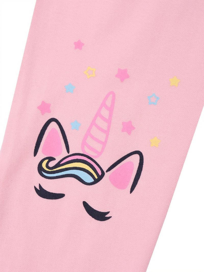 Tjejer Stretch Mjuka Leggings Rosa Söta Unicorn Print Byxor Barnkläder